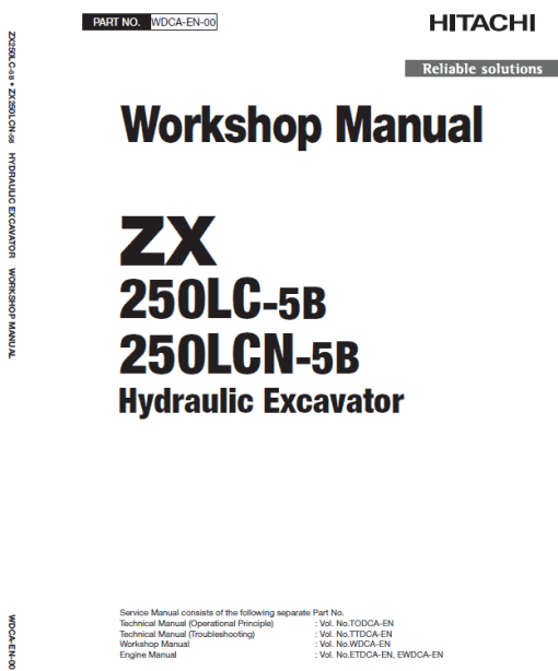 Hitachi ZX250LC-5B and ZX250LCN-5B ZAXIS Excavator Repair Manual