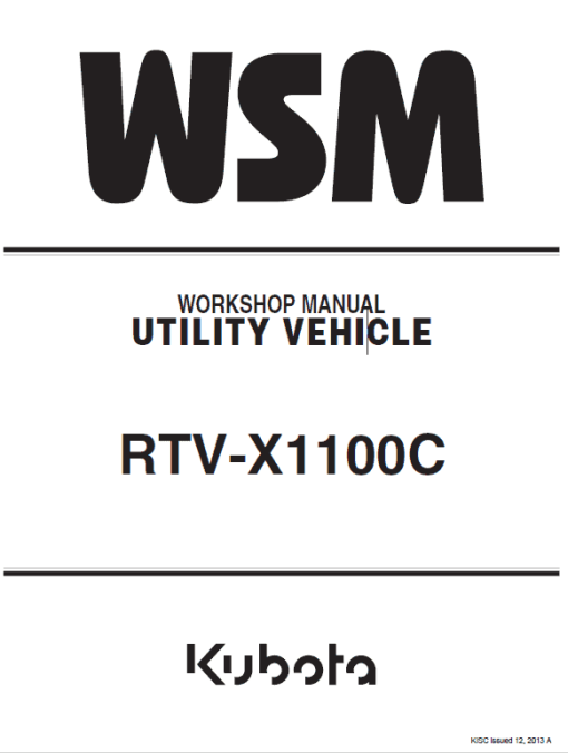 Kubota RTV-X1100C Utility Vehicle Workshop Service Manual