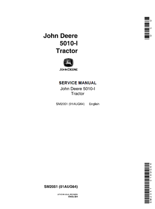 John Deere 5010-i Tractor Repair Technical Manual SM2051