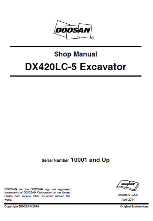 Doosan DX420LC-5 Excavator Service Manual