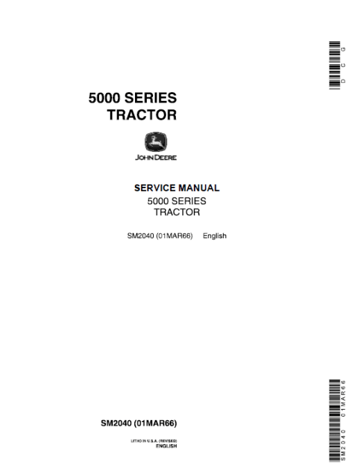 John Deere 5010, 5020 Tractors Repair Technical Manual SM2040 & (TM1022)