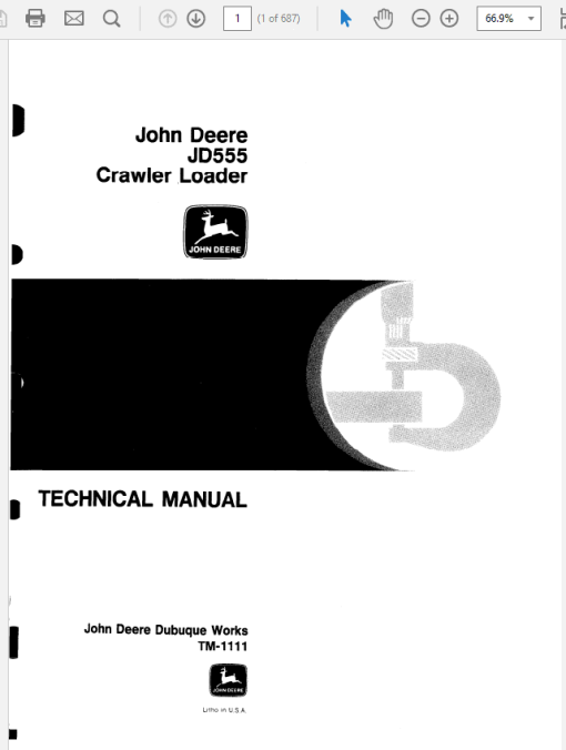 John Deere 555 Crawler Loader Repair Technical Manual (TM1111)