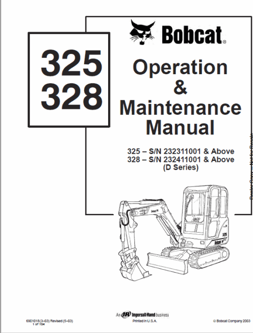 Bobcat 325 and 328 Compact Excavator Service Manual - Image 5