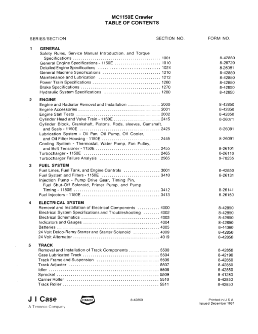 Case MC1150E Crawler Dozer Service Manual