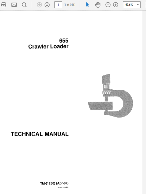 John Deere 655 Crawler Loader Repair Technical Manual (TM1250)