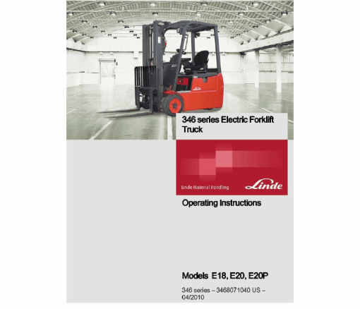 Linde Series 346 Electric Forklift Truck:  E18, E20, E20P Workshop Repair Manual - Image 2