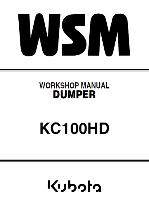 Kubota KC100HD Dumper Workshop Manual