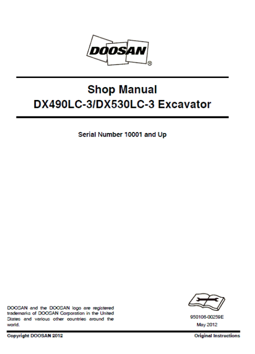 Doosan DX490LC-3 and DX530LC-3 Excavator Service Manual