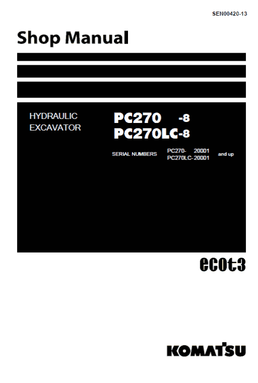 Komatsu PC270-8, PC270LC-8 Excavator Service Manual