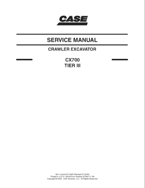 Case CX700 Crawler Excavator Service Manual