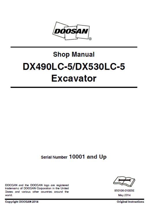 Doosan DX490LC-5 and DX530LC-5 Excavator Service Manual