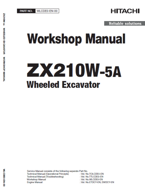 Hitachi ZX210W-5A ZAXIS Excavator Repair Manual