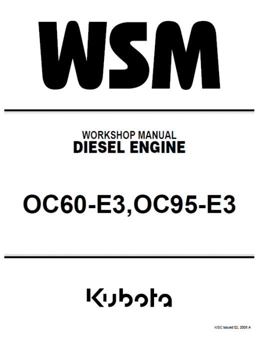 Kubota OC60-E3, OC98-E3 Engine Workshop Service Manual