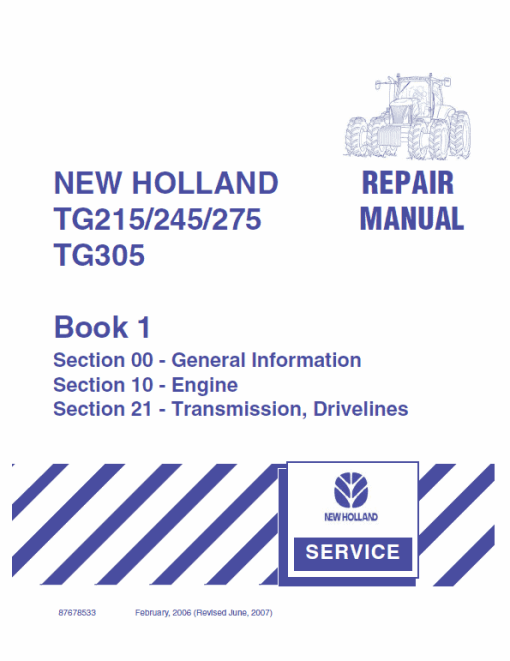 New Holland TG215, TG245, TG275, TG305 Tractor Service Manual