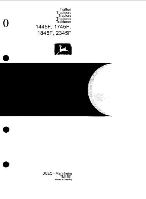 John Deere 1445F, 1745F, 1845F, 2345F Tractors Repair Technical Manual