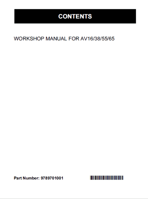 Kubota AV16, AV38, AV55, AV65 Generator Workshop Manual