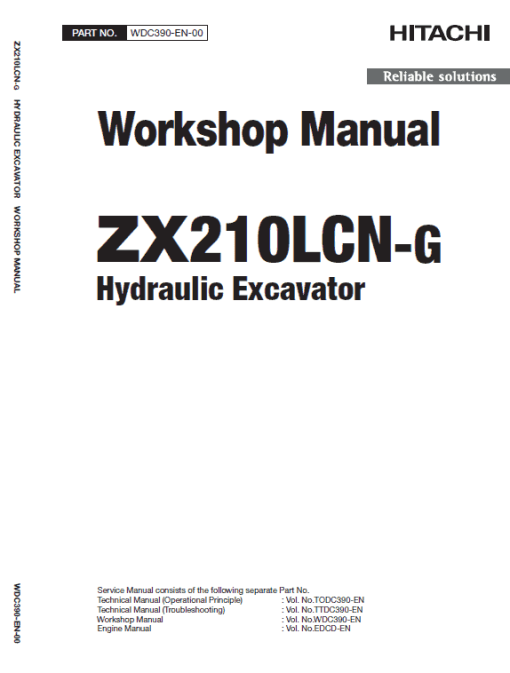 Hitachi ZX210LCN-G ZAXIS Excavator Repair Manual