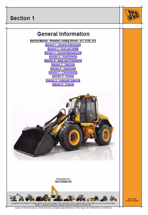 JCB 411, 413S, 417 Wheeled Loader Shovel Service Manual