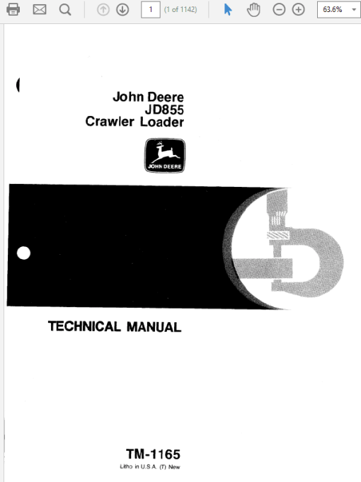 John Deere 855 Crawler Loader Repair Technical Manual (TM1165)