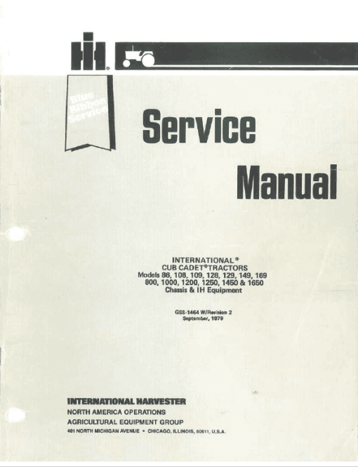 Cub Cadet 800, 1000, 1200, 1250, 1450 and 1650 Service Manual