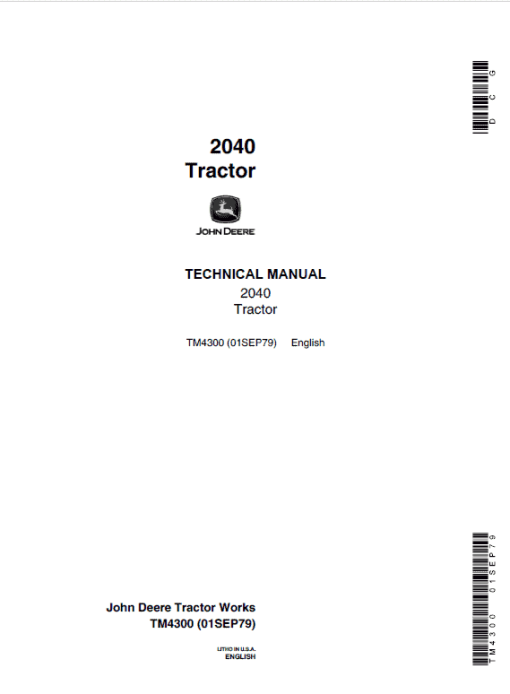 John Deere 2040 Tractor Repair Technical Manual (SN. 010001-349999)