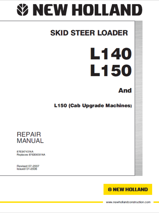 New Holland L140 and L150 SkidSteer Service Manual