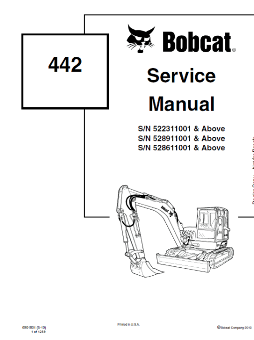 Bobcat 442 Excavator Repair Service Manual - Image 4