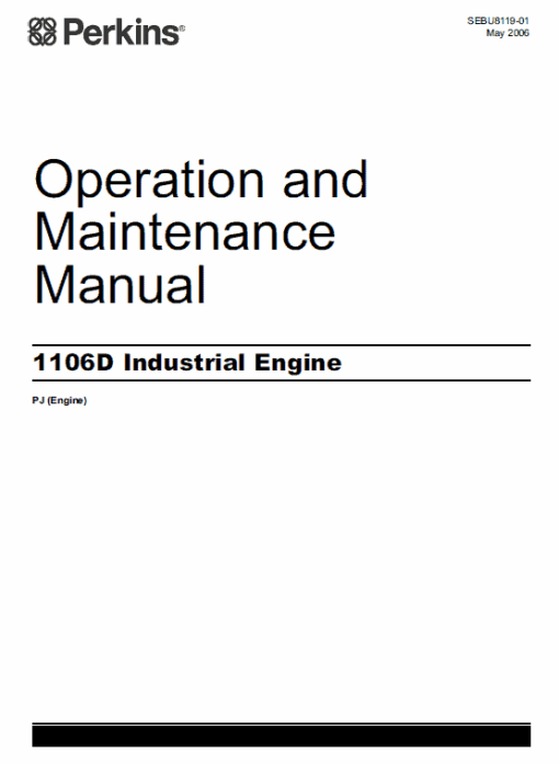 Perkins Engines 1106D Series Workshop Repair Service Manual