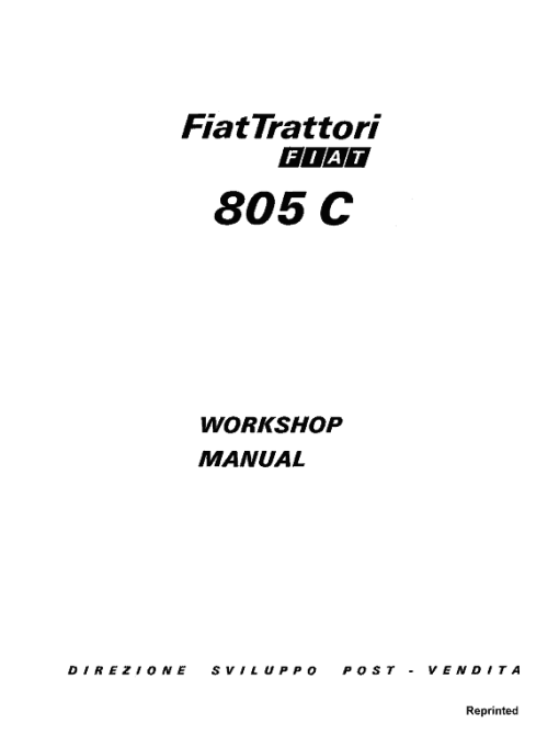 Fiat 805C Crawler Tractor Workshop Service Manual