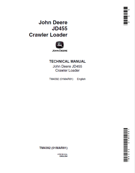 John Deere 455 Crawler Loader Repair Technical Manual (TM4392)