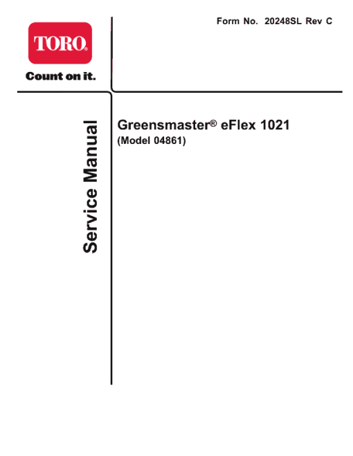 Toro Greensmaster eFlex 1021 Service Repair Manual