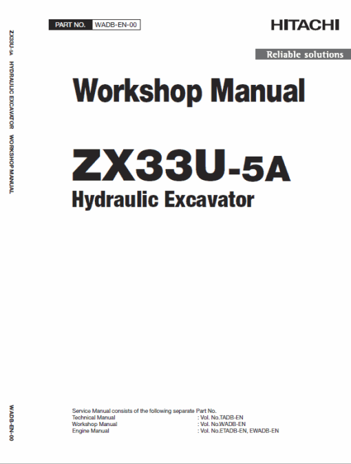 Hitachi ZX33U-5A Mini Excavator Service Repair Manual