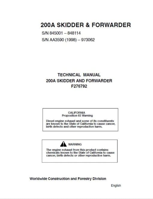 Timberjack 225, 230, 240 Skidder Forwarder Repair Technical Manual - Image 2