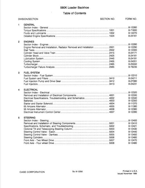 Case 580K Loader Backhoe Service Manual