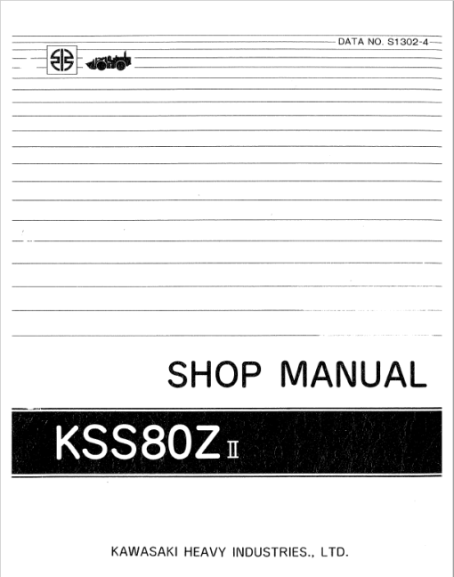 Kawasaki KSS80Z, 80ZII Wheel Loader Service Manual