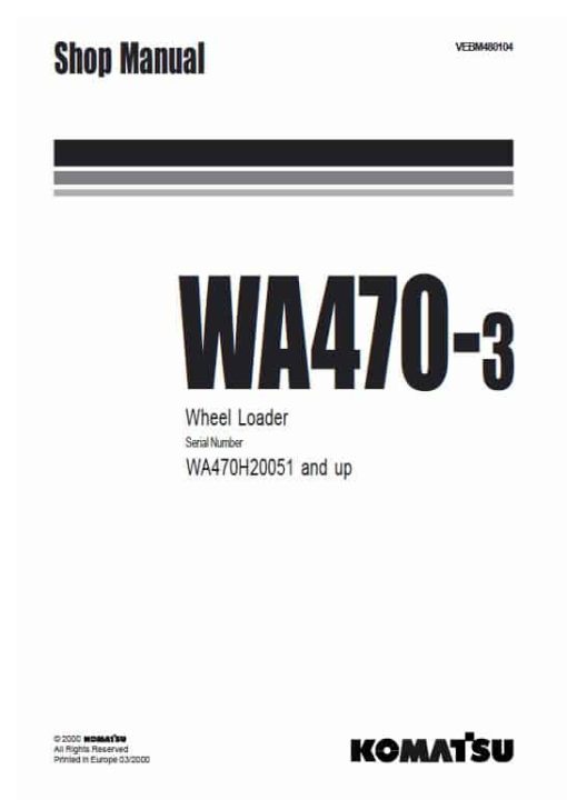 Komatsu WA470-3 Wheel Loader Service Manual - Image 4