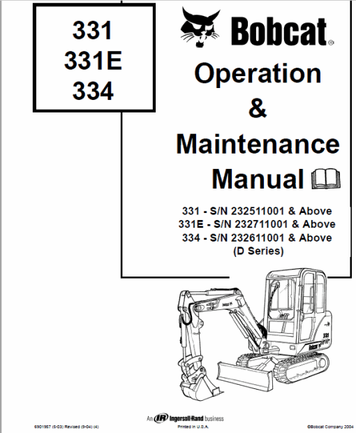 Bobcat 331, 331E and 334 Excavator Service Manual - Image 6