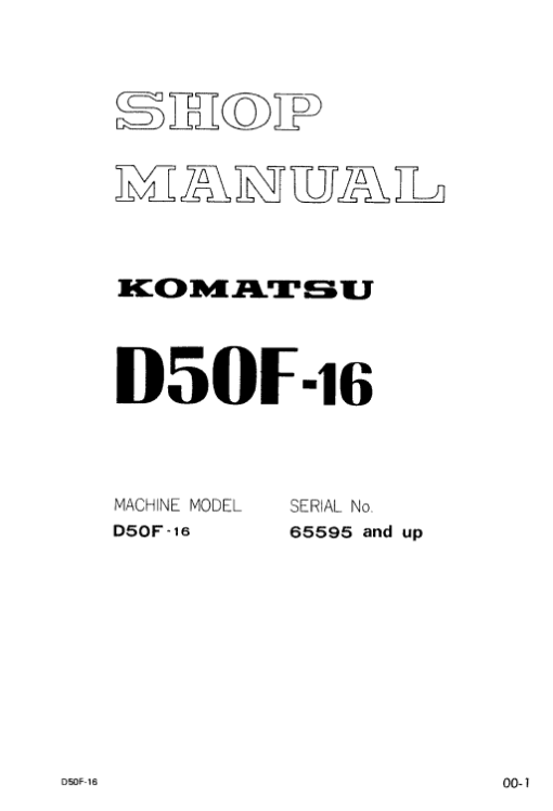 Komatsu D50F-16 Dozer Service Manual