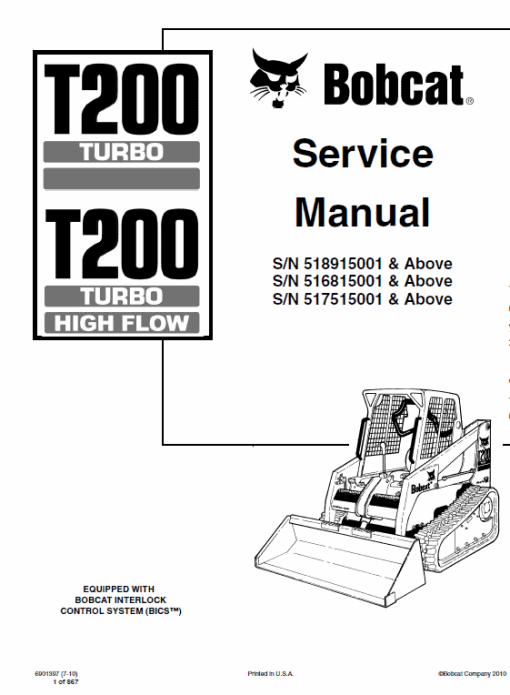 Bobcat T200 Loader Service Manual