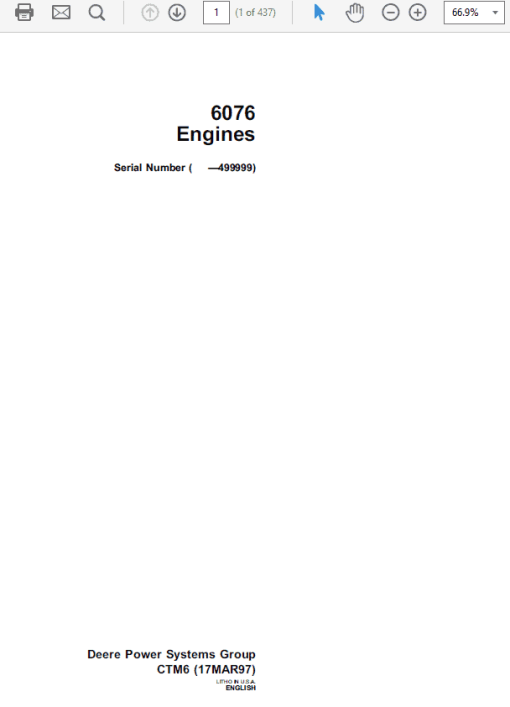 John Deere 6076 Engines Repair Technical Manual (CTM6)