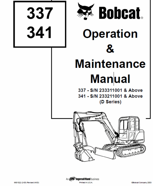 Bobcat 337 and 341 Excavator Service Manual - Image 4