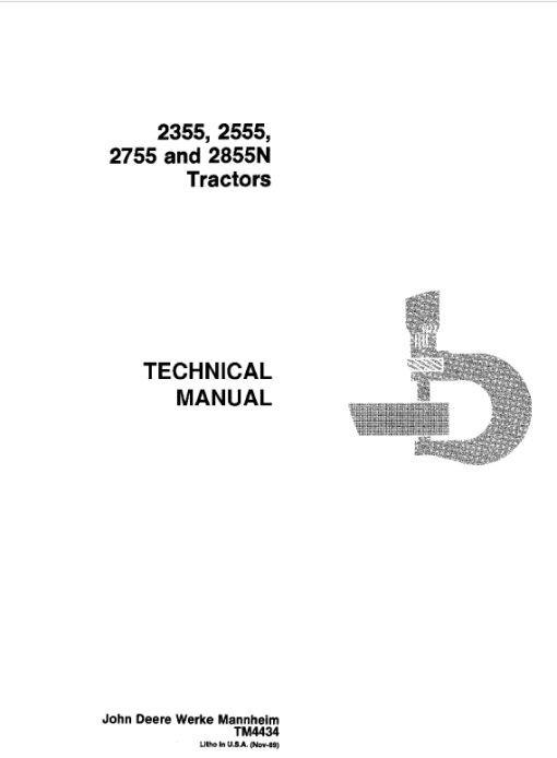 John Deere 2355, 2555, 2755, 2855N Tractors Repair Technical Manual