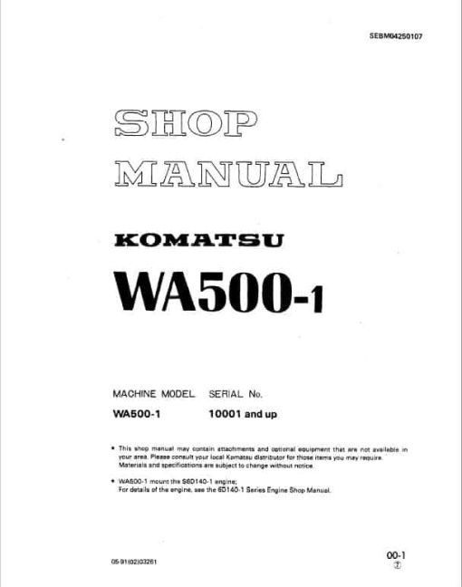 Komatsu WA500-1 Wheel Loader Service Manual - Image 2