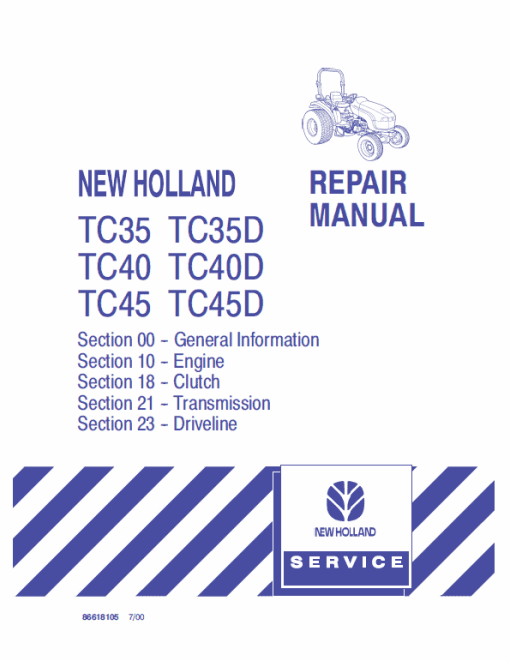 New Holland TC31, TC35, TC40, TC45 Tractor Service Manual