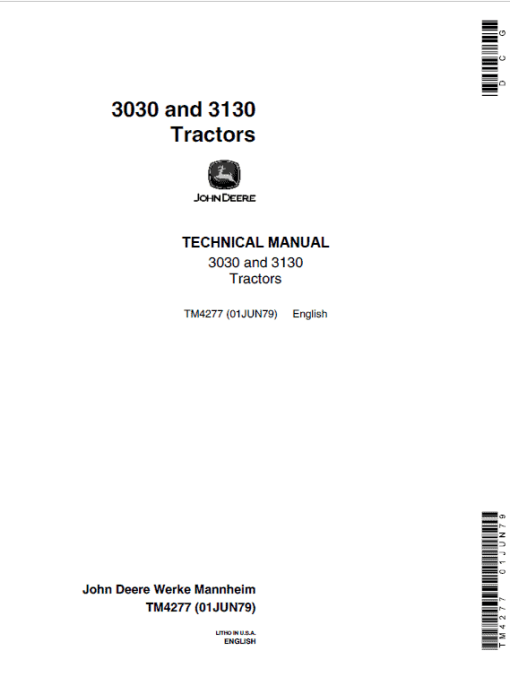 John Deere 3030, 3130 Tractors Repair Technical Manual