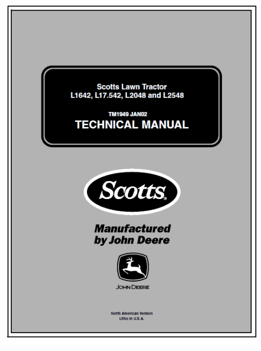 John Deere L1642, L1742, L2048, L2548 Scotts Tractor Technical Manual (TM1949)