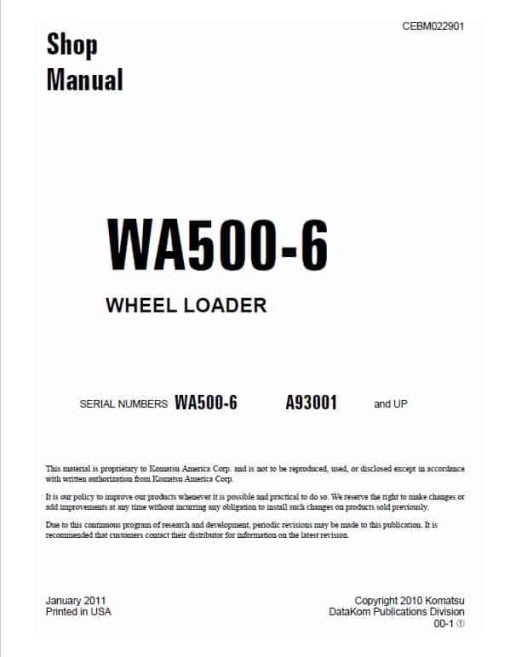 Komatsu WA500-6, WA500-6R, WA500-6, WA500-6RR Wheel Loader Service Manual - Image 4