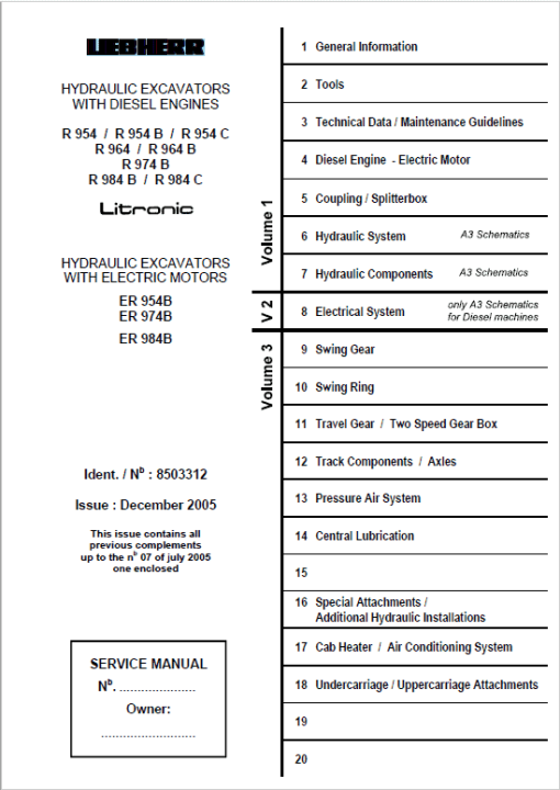 Liebherr ER954B, ER974B, ER984B Litronic Hydraulic Excavator