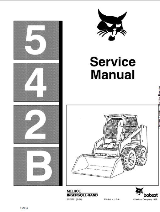 Bobcat 542B Skid-Steer Loader Service Manual