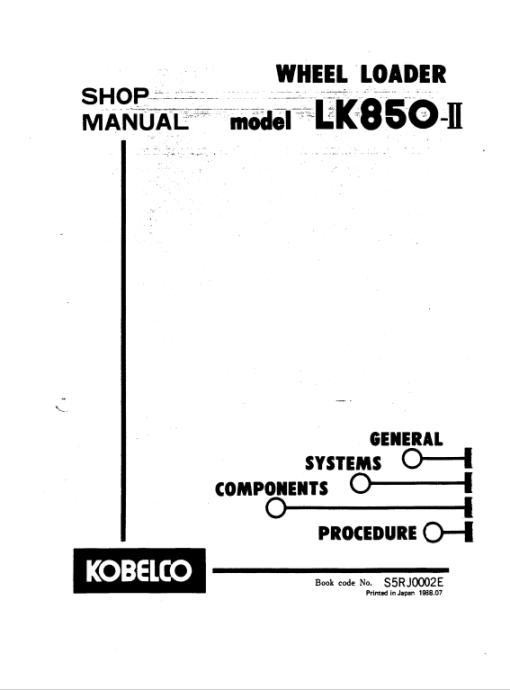 Kobelco LK850 II Wheel Loader Service Manual